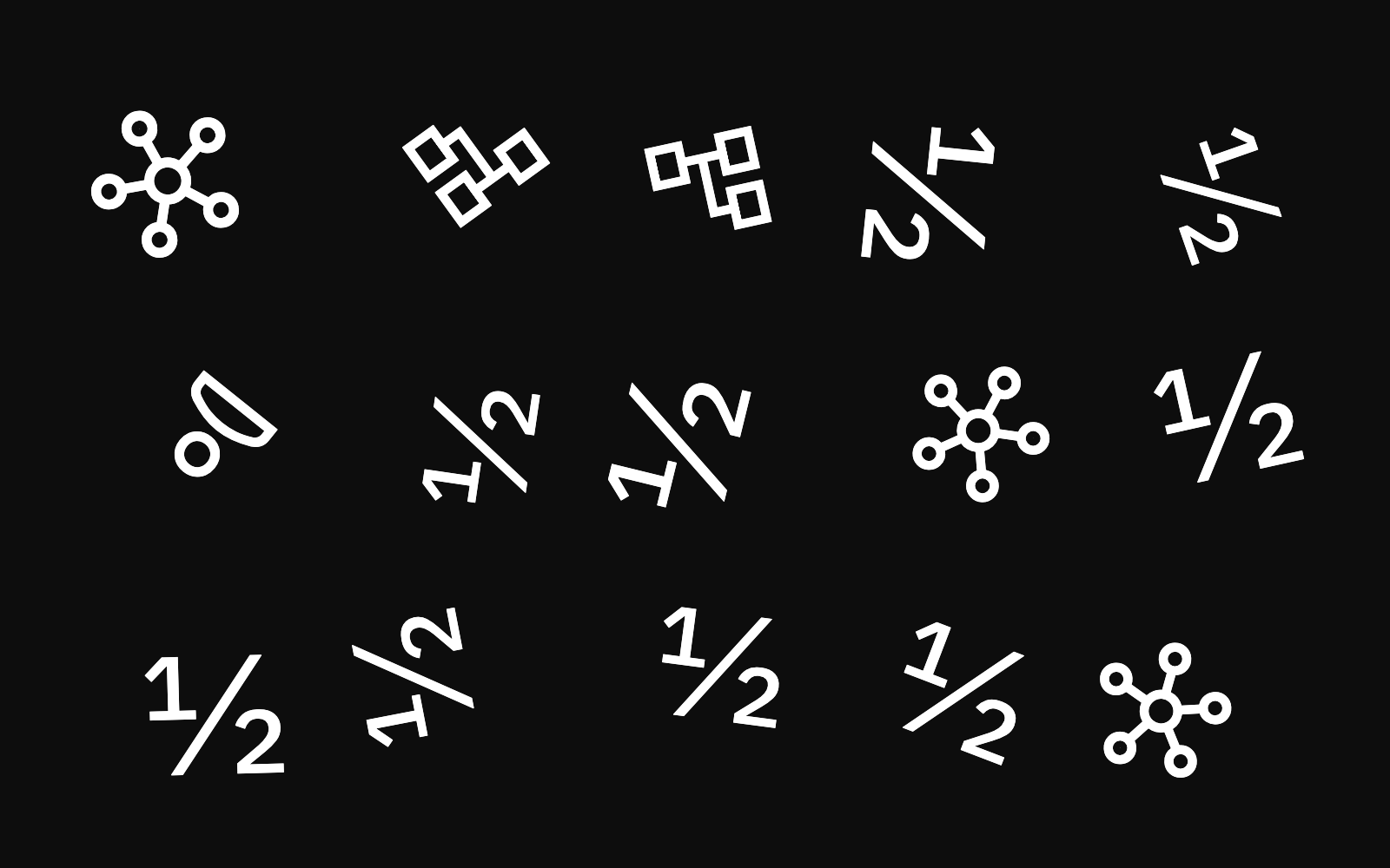 Scattered one-half fractions, network hubs and people icons